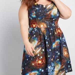 EUC Modcloth Heart and Solar System Space Dress
